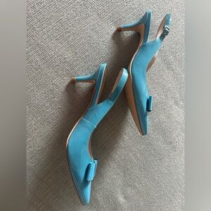 Lilly Pulitzer - Blue Slingback Heels with Bow Accent